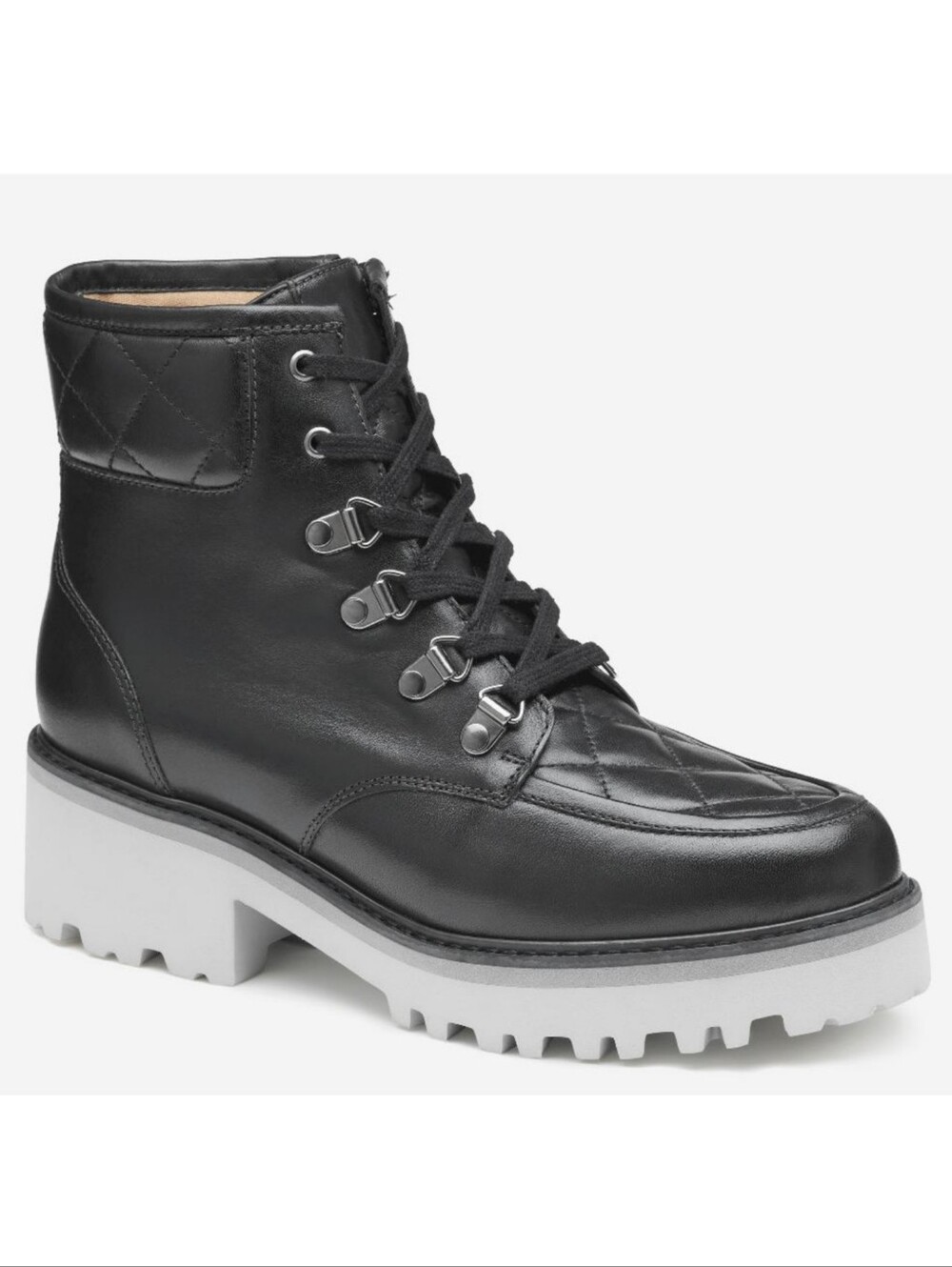 johnston & murphy Emmalynn Quilted Hiker Boot Black Glove Leather Size 9